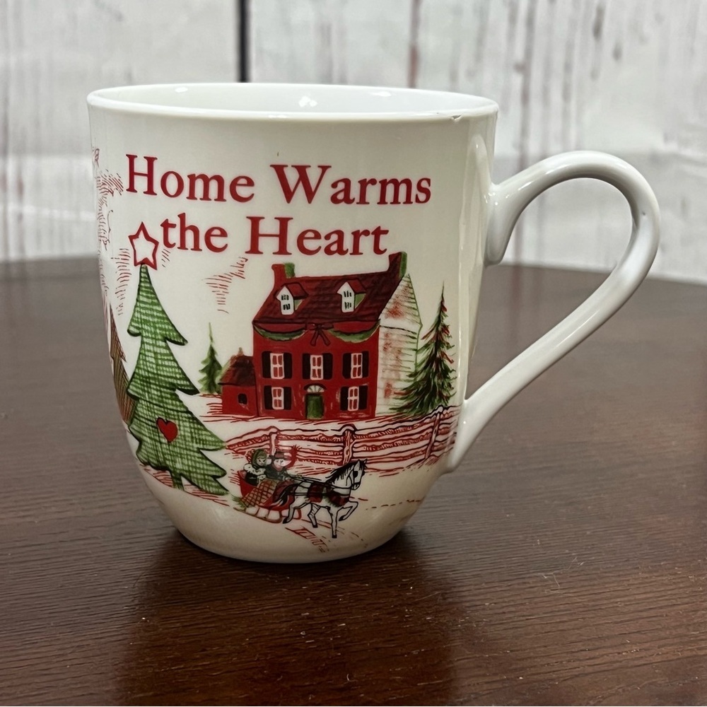 Fitz and Floyd Vintage Holiday 'Home Warms the Heart' Ceramic Mug - Red & Green